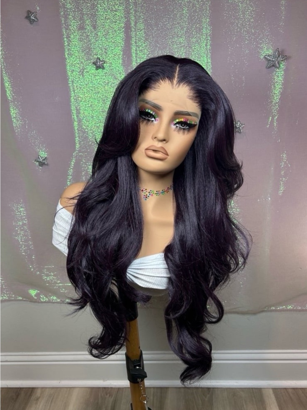 Luxurious Deep Purple Long Lace Front Wig - Women Hair